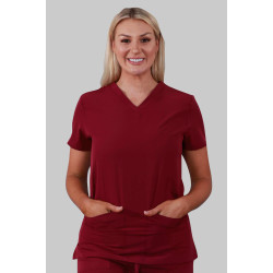 V-Neck Two Pockets Scrub Top (Wine)