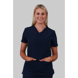 V-Neck Four Pockets Scrub Top (Navy)